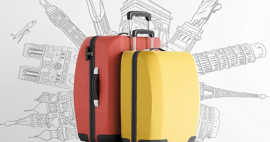 Travel,Bag,Background,Concept.,Colorful,Plastic,Voyage,Bag.
